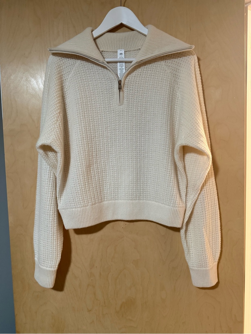 ALO Yoga Cashmere Plush Waffle 1/4 Zip Pullover